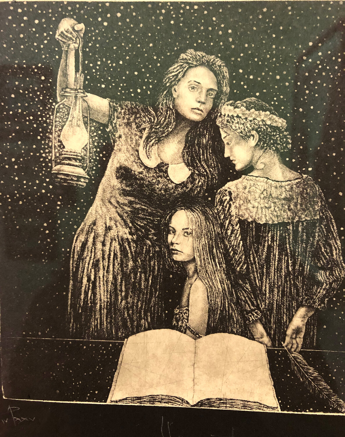 “Graces” is among the etchings by Egor Shokoladov at Northwind Art’s Jeanette Best Gallery in Port Townsend. photo courtesy of Northwind Art